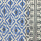 HomeRoots Beige 100% Cotton Gray and Blue Aztec Diamond Throw Pillow