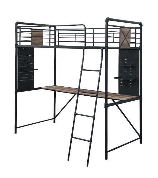 Acme Cordelia Metal Twin Loft Bed in Sandy Black and Dark Bronze