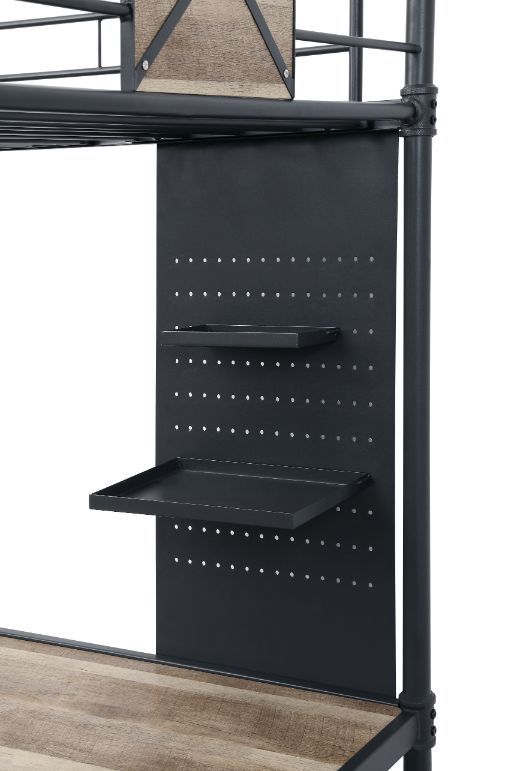 Acme Cordelia Metal Twin Loft Bed in Sandy Black and Dark Bronze