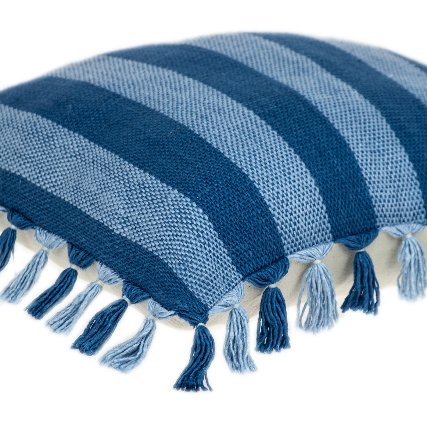 HomeRoots 100% Cotton Rustic Bohemian Blue Throw Pillow