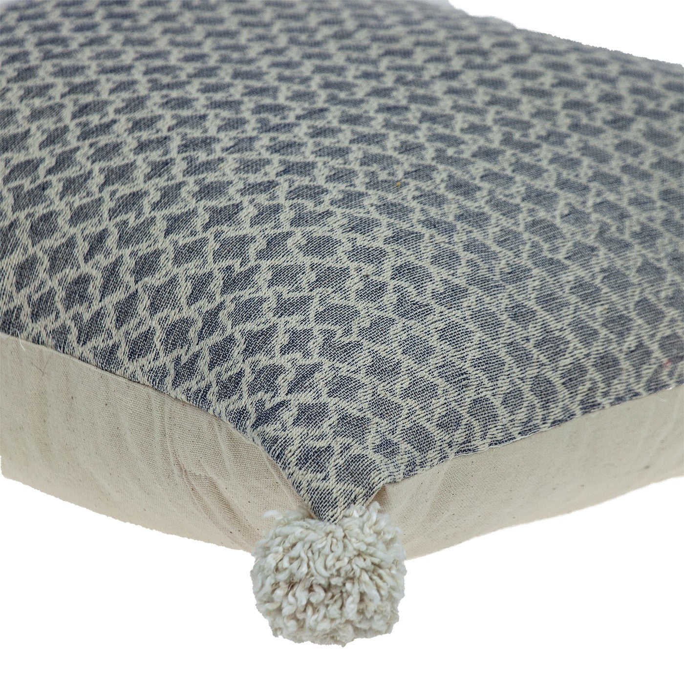 HomeRoots 100% Cotton Gray Pearl Pom Throw Pillow