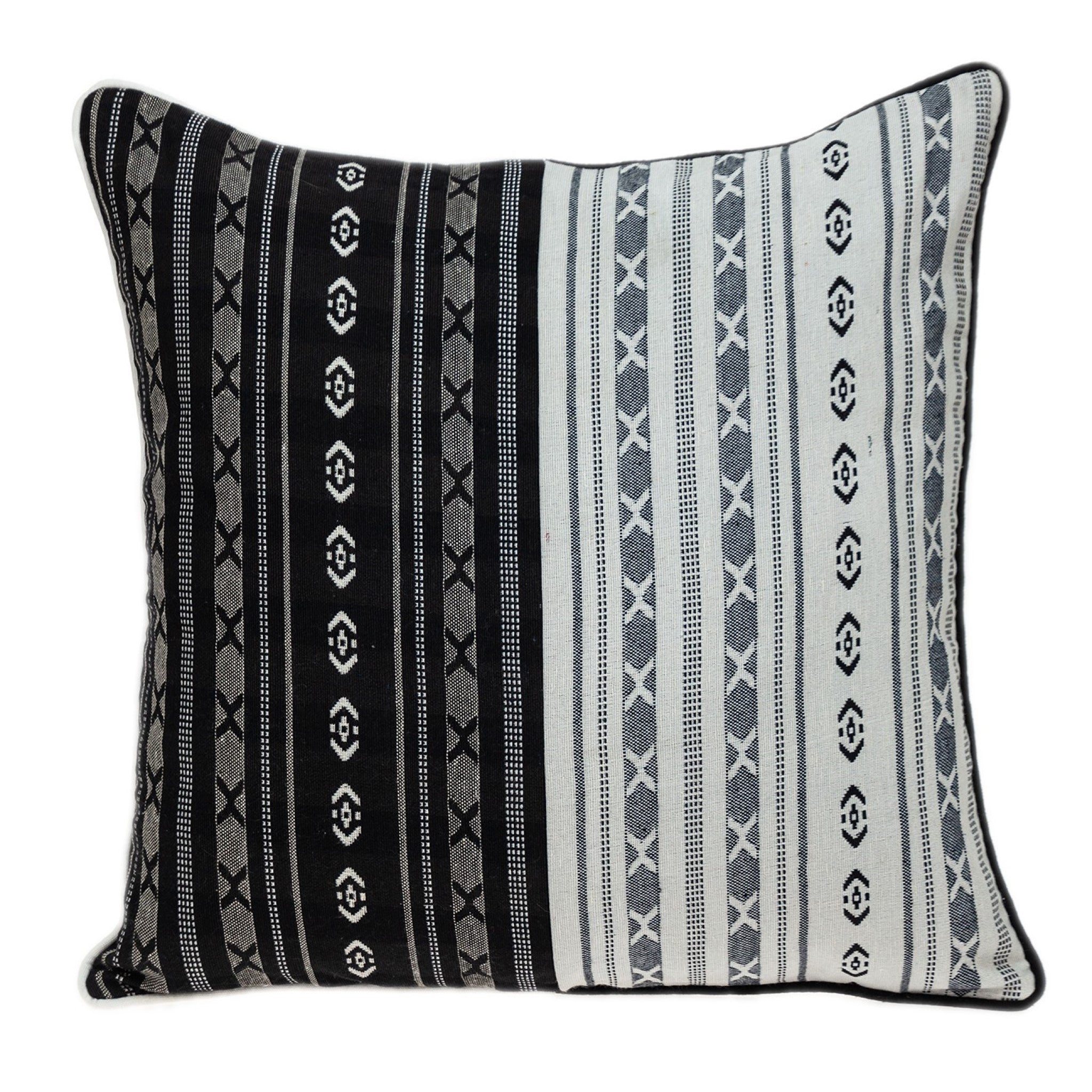 HomeRoots 100% Cotton Black and White Abstract Accent Pillow