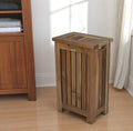 24 Brown Solid Wood Laundry Hamper With Lid