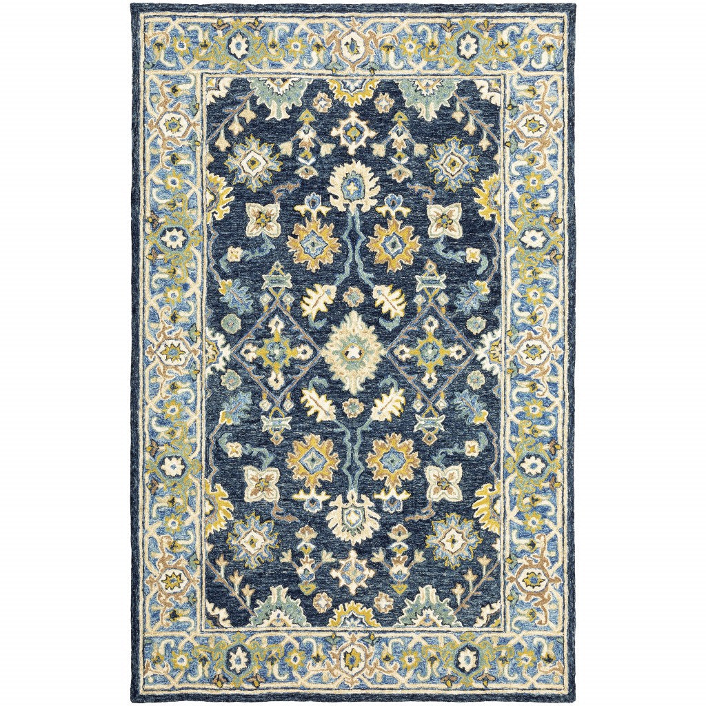 HomeRoots 10'X13' Navy and Blue Bohemian Rug