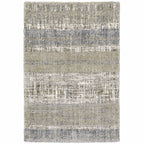 HomeRoots Polyester 8'x10' Grey and Ivory Abstract Lines Area Rug
