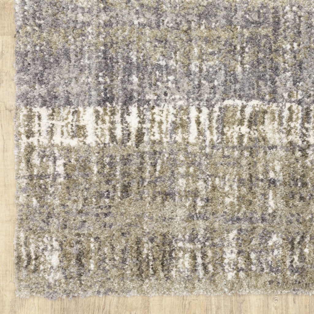 HomeRoots Polyester 8'x10' Grey and Ivory Abstract Lines Area Rug