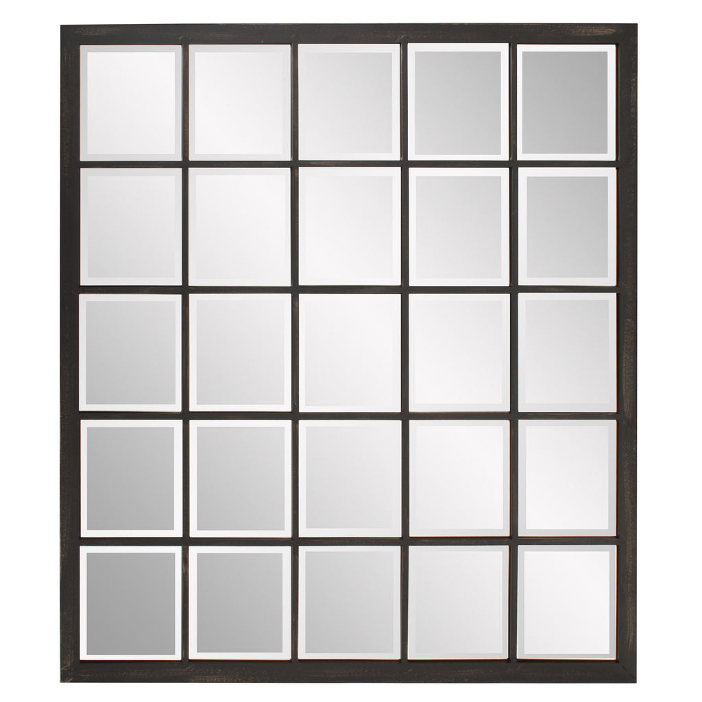 HomeRoots Rectangular Antique Black Finish Mirror with Beveled Edge