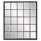 HomeRoots Rectangular Antique Black Finish Mirror with Beveled Edge