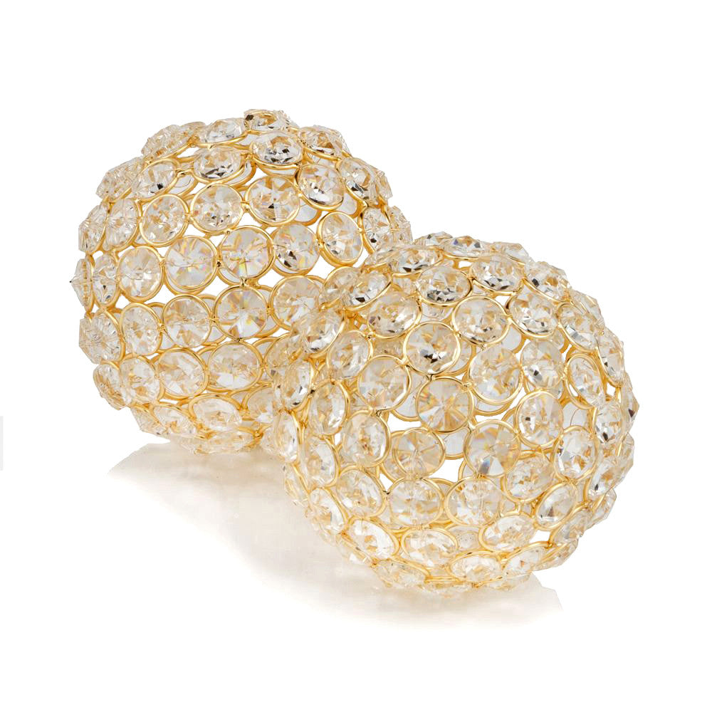 Set Of 2  4 Polished Spheres In Brilliant Shiny Luster Finished And Golden Frame