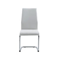 Set Of 4 Modern White Dining Chairs With Chrome Metal Base