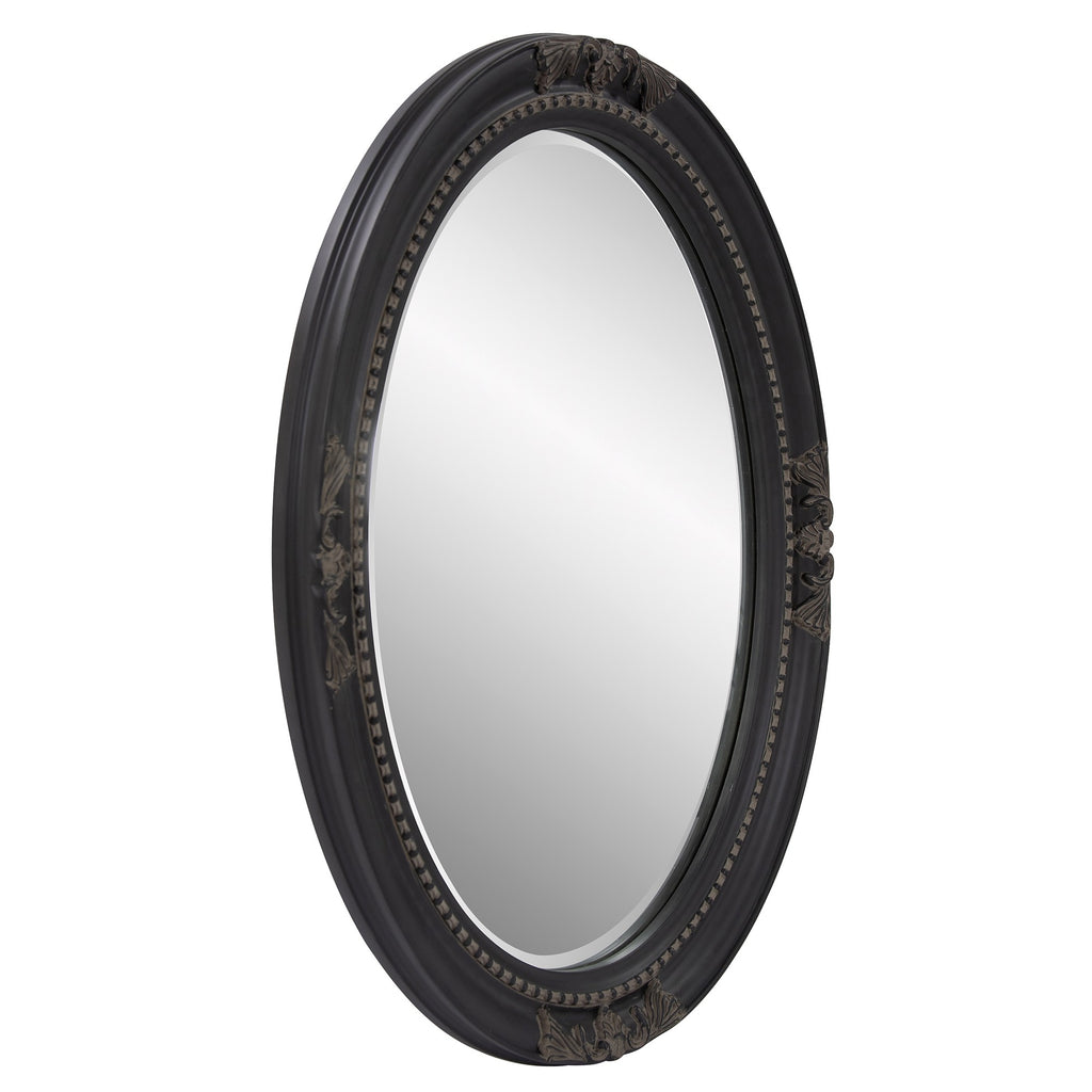 HomeRoots Oval Shaped Antique Black Finish Wood Frame Mirror