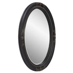 HomeRoots Oval Shaped Antique Black Finish Wood Frame Mirror