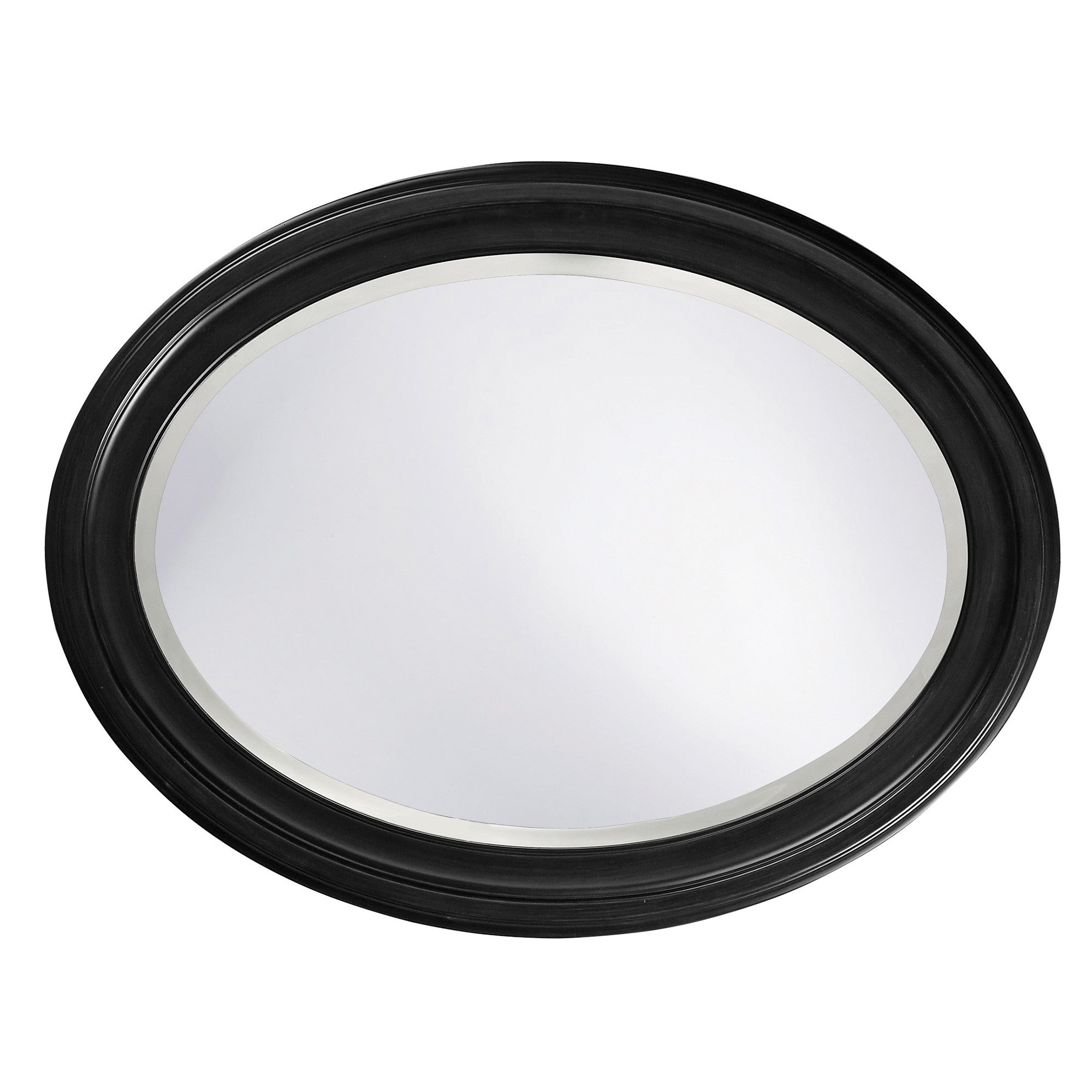 HomeRoots Oval Shaped Matte Black Finish Wood Frame Mirror