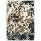 HomeRoots 7' X 10' Ivory Navy Abstract Marble Indoor Area Rug