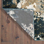 HomeRoots 7' X 10' Ivory Navy Abstract Marble Indoor Area Rug
