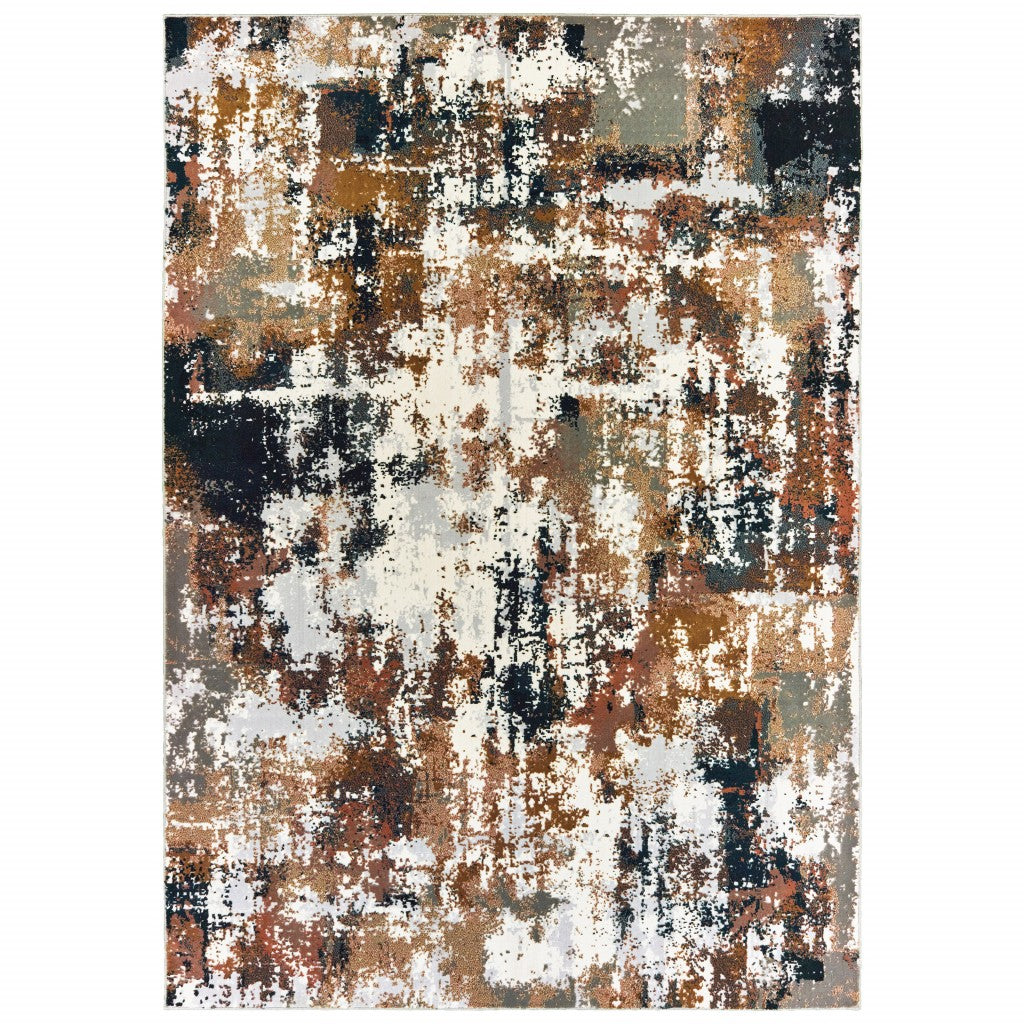 HomeRoots 6' X 9' Ivory Gray Abstract Sectors Indoor Area Rug
