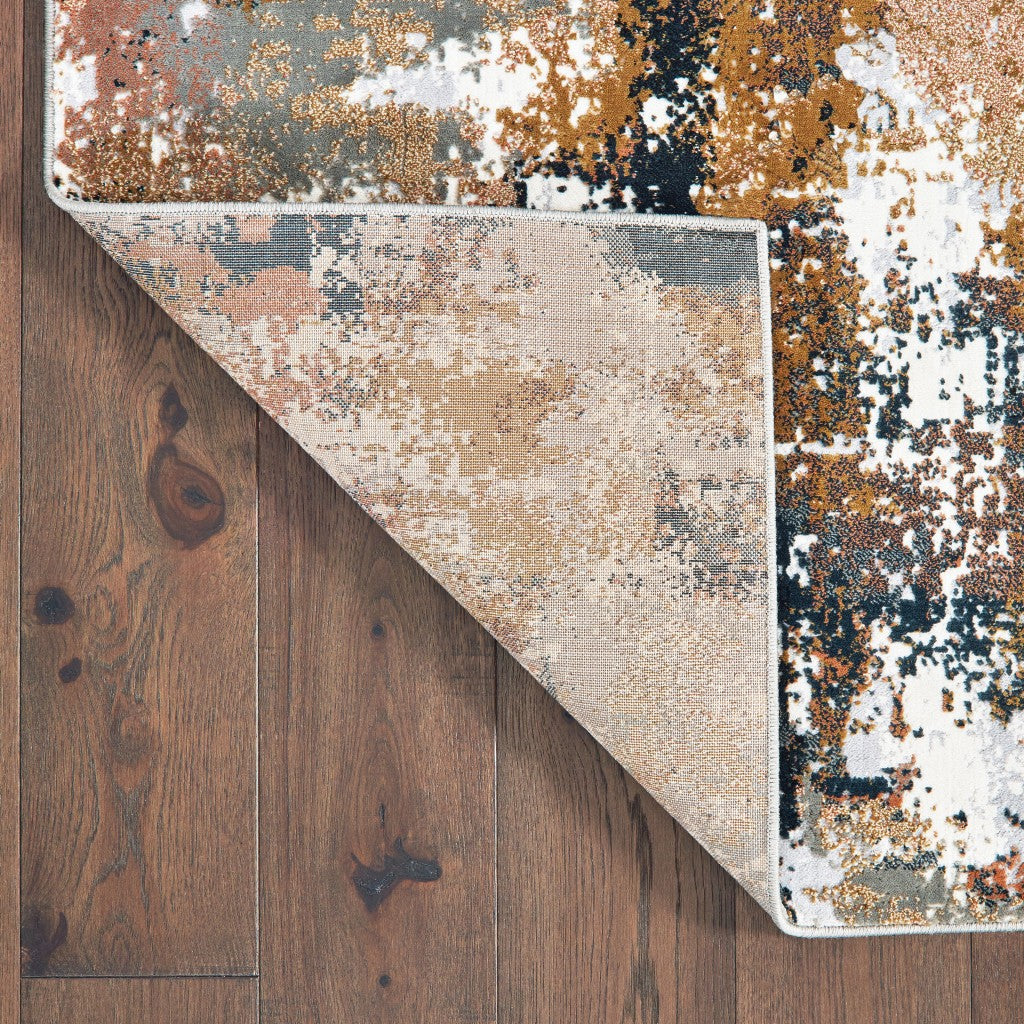 HomeRoots 6' X 9' Ivory Gray Abstract Sectors Indoor Area Rug