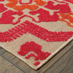 HomeRoots 10' x 13' Pink and Orange Moroccan Indoor Outdoor Area Rug
