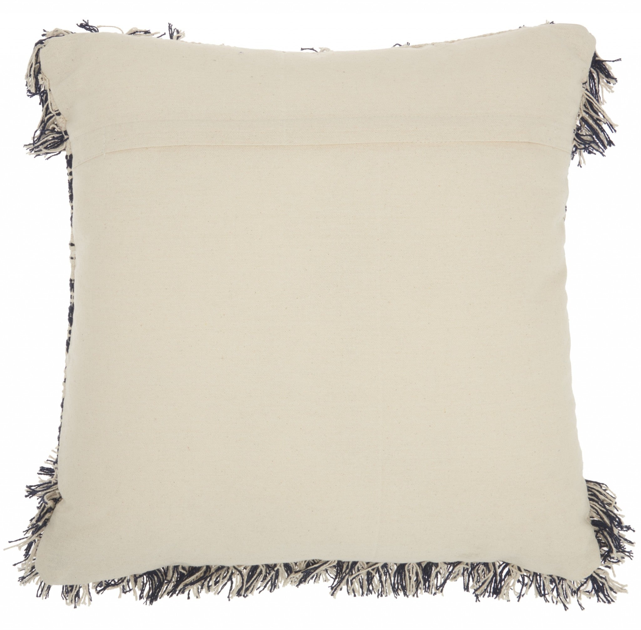 HomeRoots 100% Cotton Navy and Ivory Textured Throw Pillow
