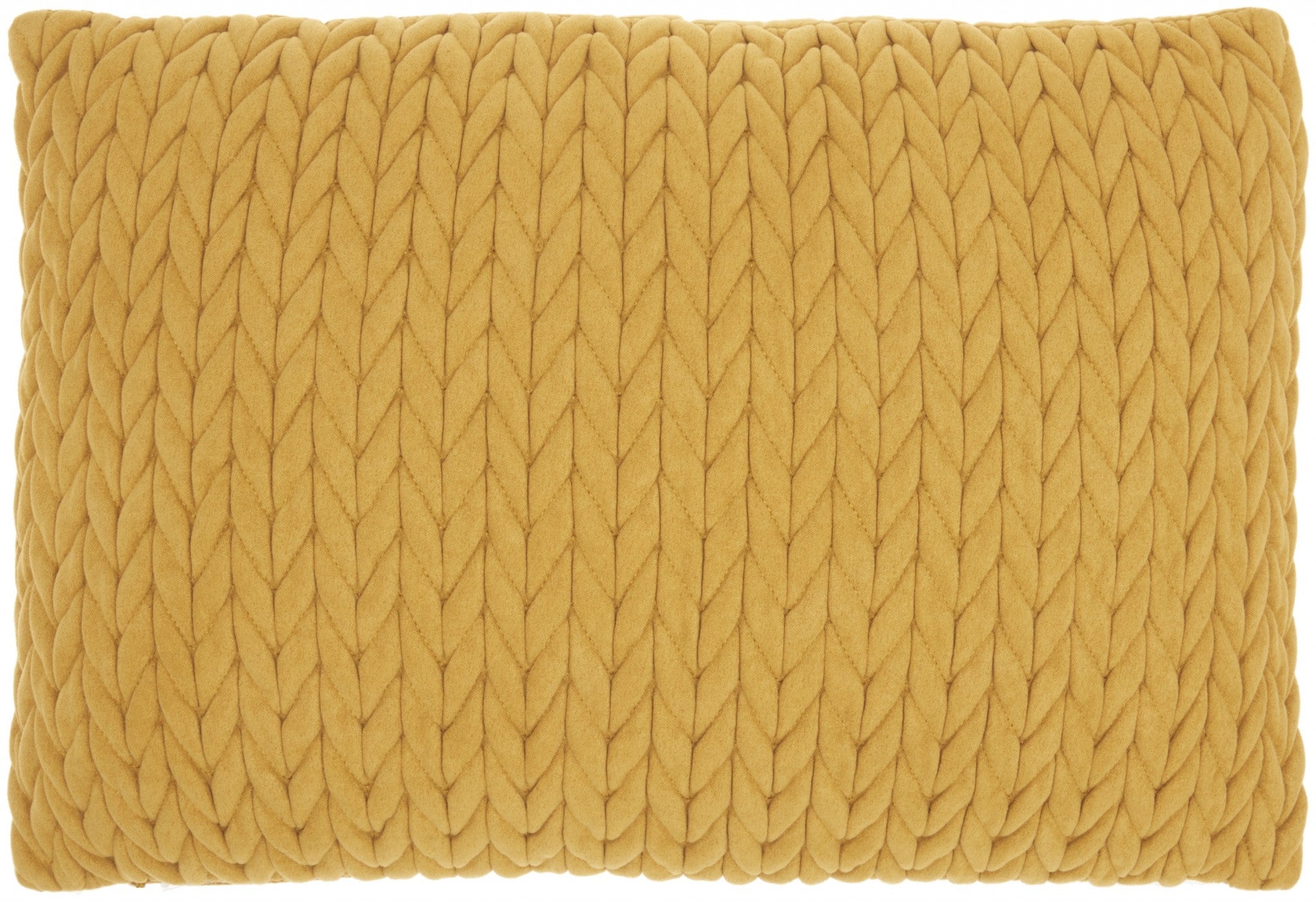 HomeRoots 100% Polyester Mustard Yellow Chunky Braid Lumbar Pillow