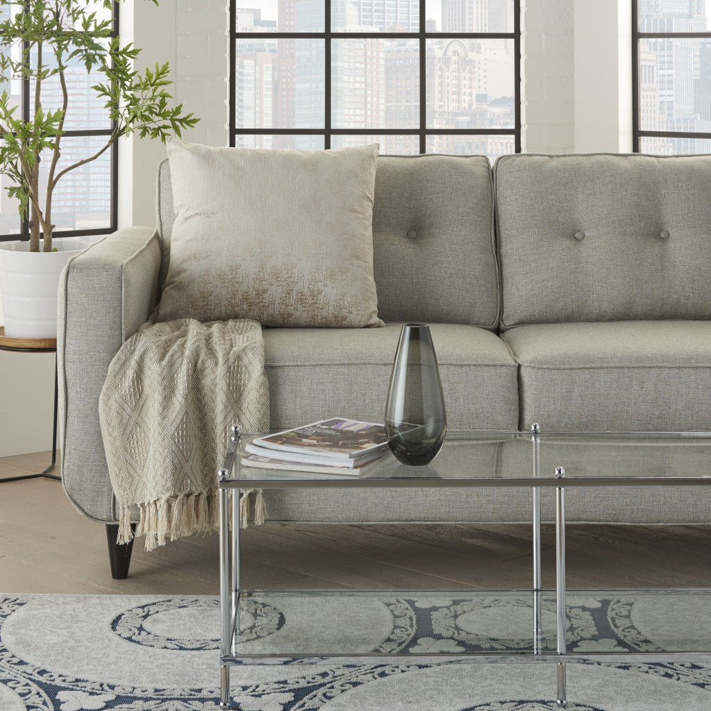 HomeRoots 100% Polyester Beige Distressed Gradient Throw Pillow