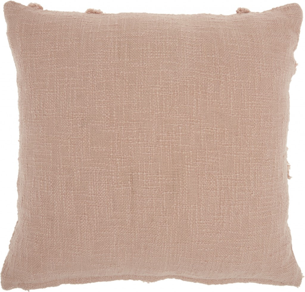 HomeRoots 100% Cotton Boho Chic Blush Textured Lines Throw Pillow
