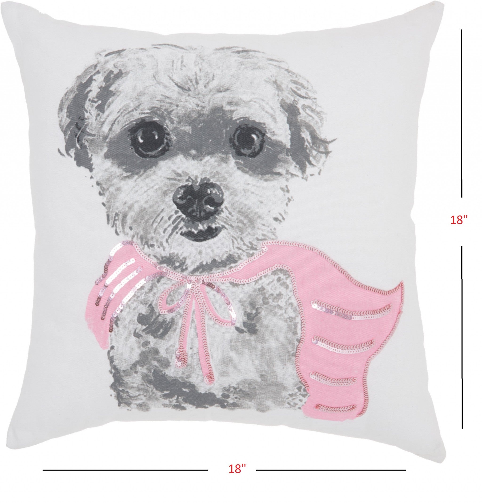 HomeRoots 100% Cotton White and Pink Super Pup Throw Pillow