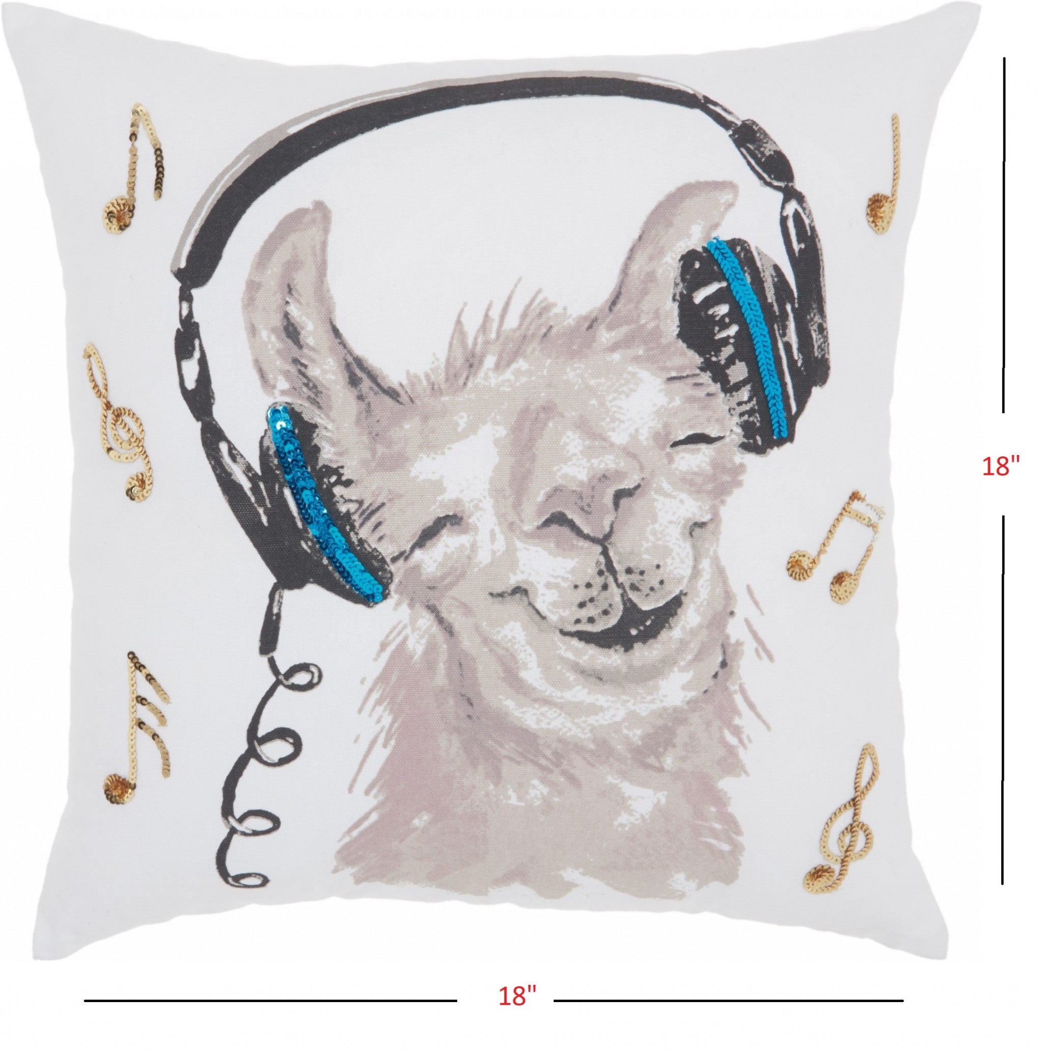 HomeRoots 100% Cotton White and Teal Groovy Llama Throw Pillow