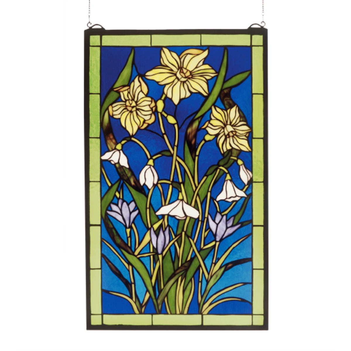 15 Inch W X 25 Inch H Spring Bouquet Stained Glass Window