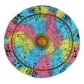 32 X 32 Blue And Pink Round Horoscope Fabric Floor Throw Pillow Cover with Pompoms