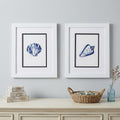 Set Of Two Blue And White Seashell Wall Art