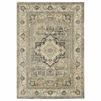 HomeRoots Polypropylene 5’ x 8’ Beige and Gray Traditional Medallion Indoor Area Rug
