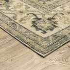 HomeRoots Polypropylene 5’ x 8’ Beige and Gray Traditional Medallion Indoor Area Rug