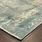 HomeRoots Viscose 3’ x 10’ Blue and Gray Abstract Splash Indoor Runner Rug