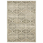 HomeRoots Polypropylene 8’ x 11’ Ivory and Gray Floral Trellis Indoor Area Rug