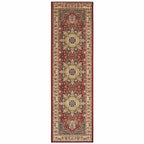 HomeRoots Polypropylene 8' Red Ivory Machine Woven Oriental Indoor Runner Rug