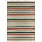 HomeRoots 7' x 9' Blue and Gray Striped Indoor Outdoor Area Rug