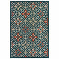 10X13 Blue Orange Floral Lattice Indoor Outdoor Area Rug