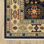 HomeRoots Wool, Nylon 6' x 9' Blue Ivory Machine Woven Medallion Indoor Area Rug