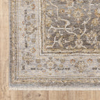 HomeRoots Polyester 3' X 5' Beige Grey Machine Woven Oriental Indoor Arean Rug