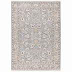 HomeRoots Polyester 6' x 9' Blue Ivory Machine Woven Floral Oriental Indoor Area Rug