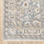 HomeRoots Polyester 6' x 9' Blue Ivory Machine Woven Floral Oriental Indoor Area Rug