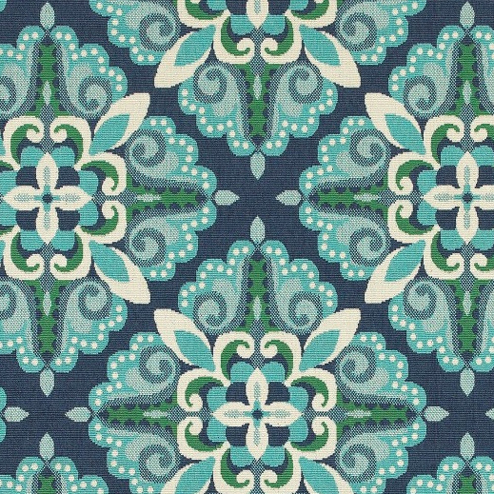 HomeRoots Polypropylene 5’x8’ Blue and Green Floral Indoor Outdoor Area Rug