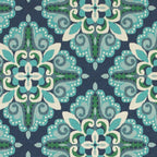 HomeRoots Polypropylene 7’x10’ Blue and Green Floral Indoor Outdoor Area Rug