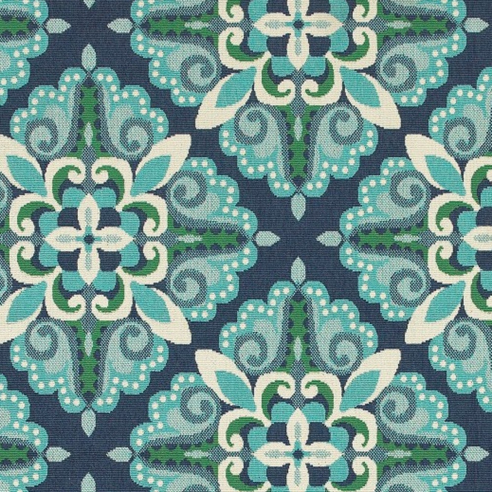 HomeRoots Polypropylene 7’x10’ Blue and Green Floral Indoor Outdoor Area Rug