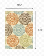 HomeRoots Polypropylene 3’x5’ Beige and Blue Medallion Indoor Outdoor Area Rug