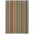 7X10 Green And Brown Striped Indoor Outdoor Area Rug