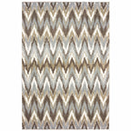 HomeRoots Grey Polyester 4’x6’ Gray and Taupe Ikat Pattern Area Rug