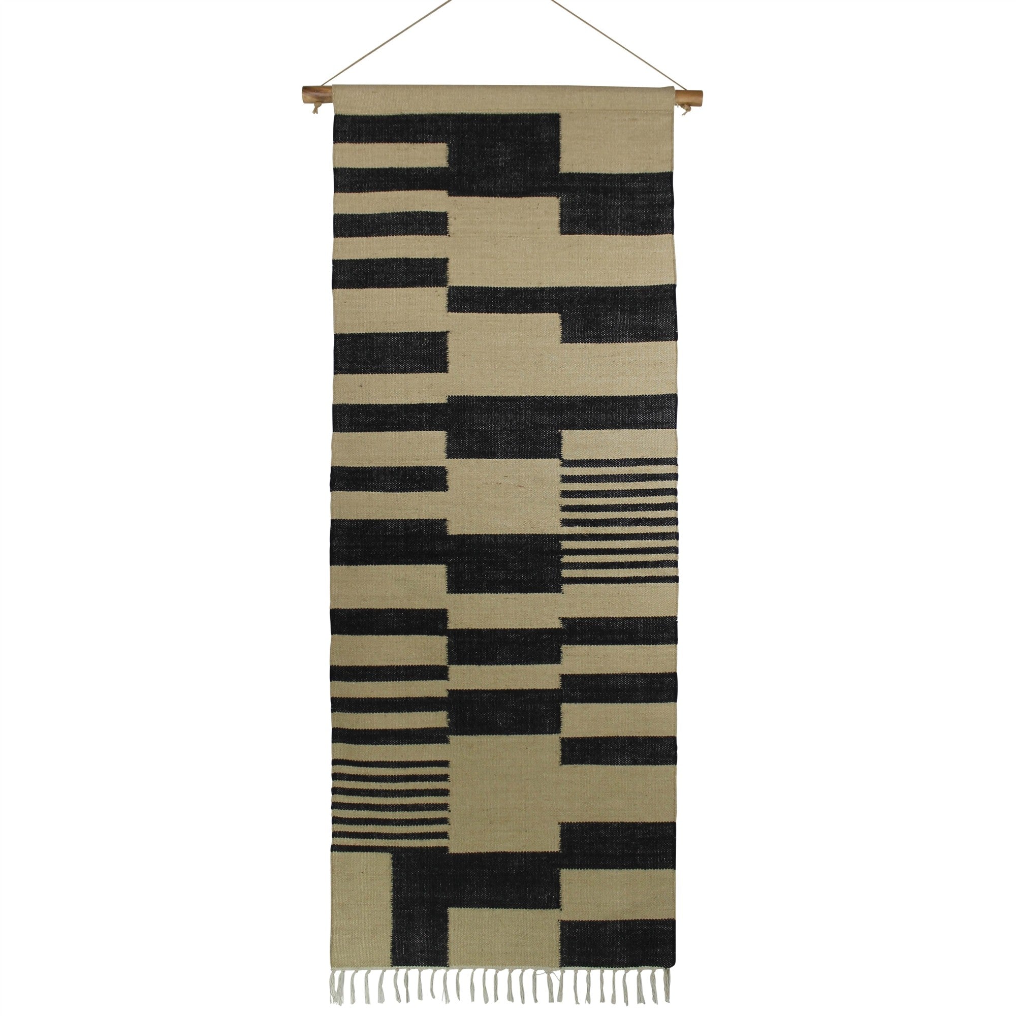 HomeRoots Black and Beige Jute Wall Hanging