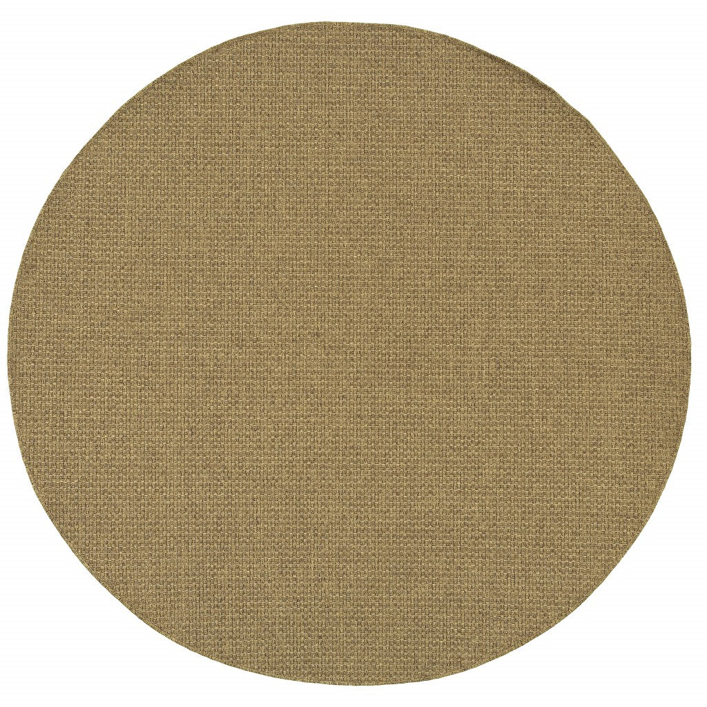 HomeRoots Polypropylene 8’ Round Solid Tan Indoor Outdoor Area Rug